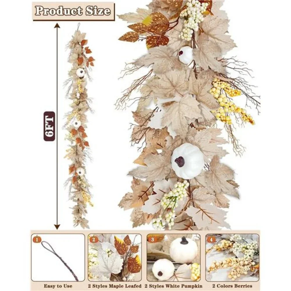 Timer - Fall Garland Fall Decor 6Ft Maples Leaf Garlands with Lights